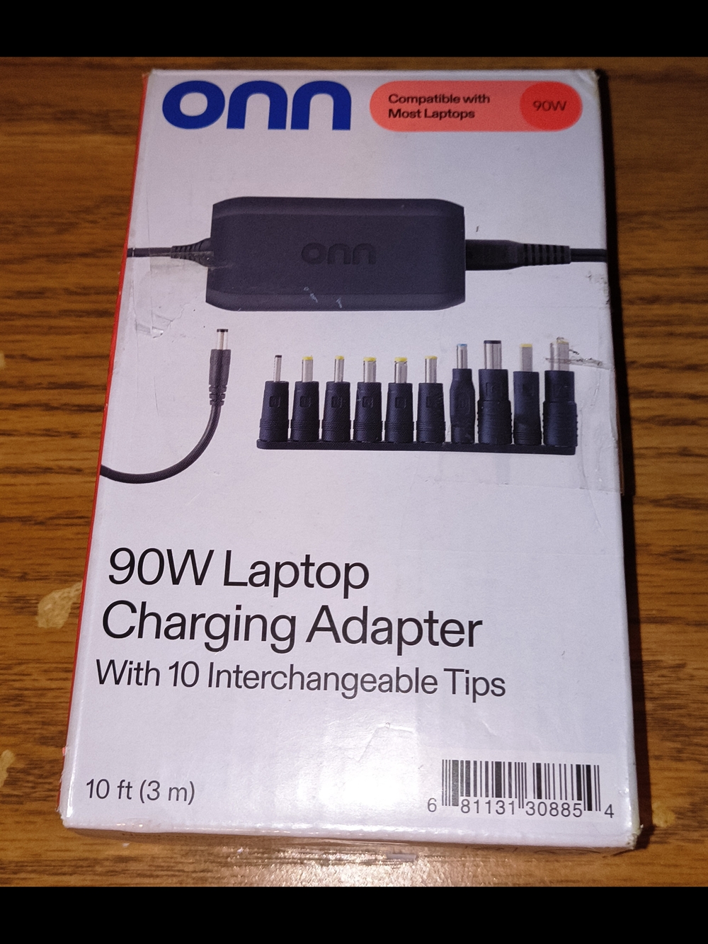Onn Running 90W Laptop Charging Adapter with 10 Interchangeable Tips - Black
